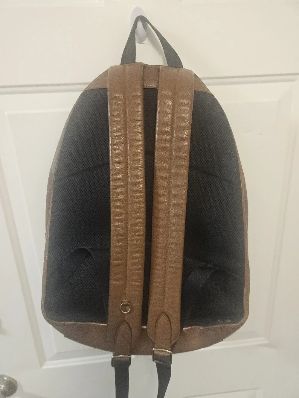 Vtg Coach Brown Leather Men's Backpack with Center Stripe